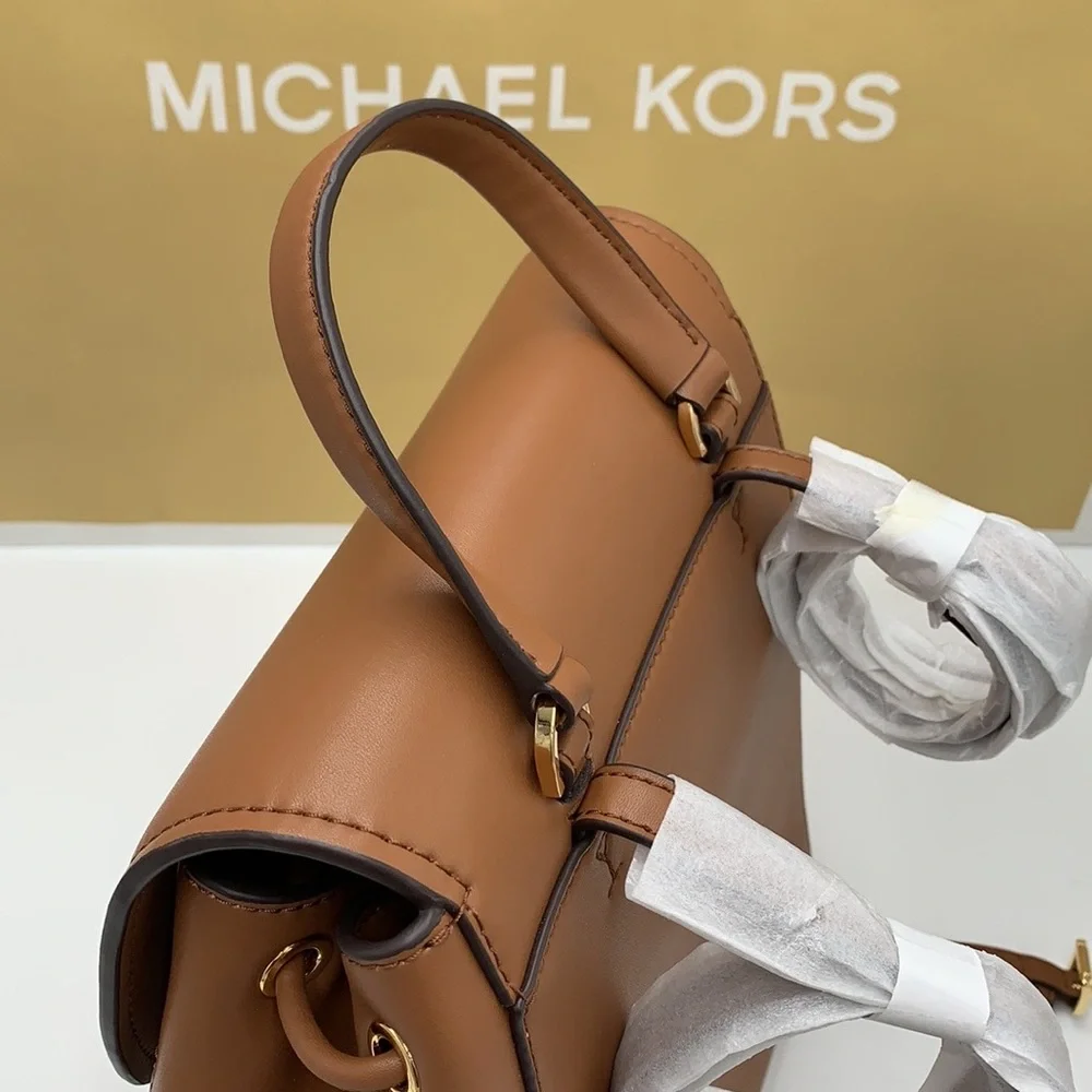 MICHAEL KORS PHOEBE MEDIUM DRAWSTRING BACKPACK BROWN SIGNATURE COLOR - Picture 12 of 16